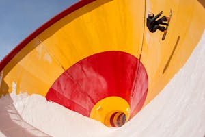 Snowboarding at an Empty Water Park