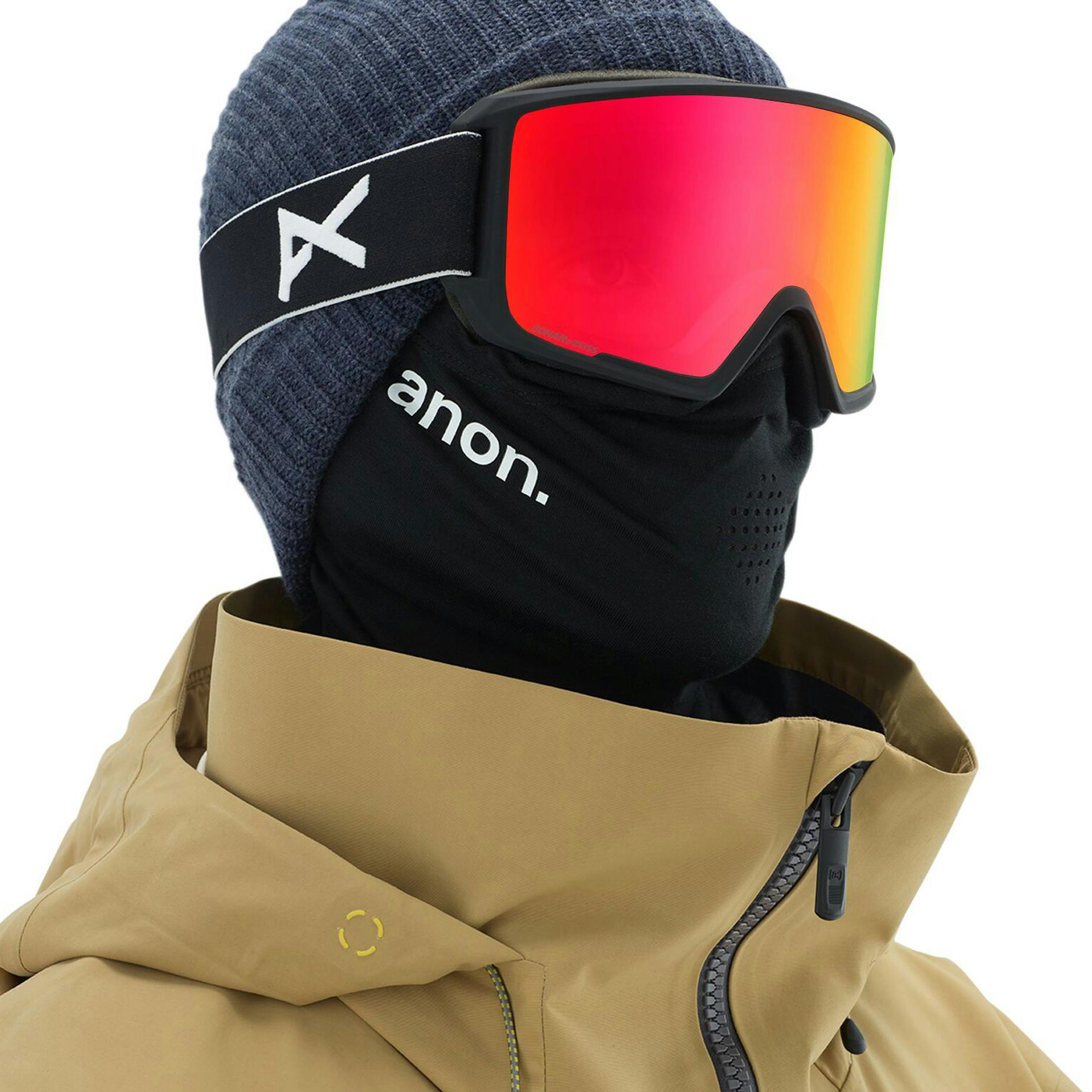 Anon M3 MFI Snowboard Goggle 2020 Black / Sonar Red + Spare Lens BOARDWORLD Store