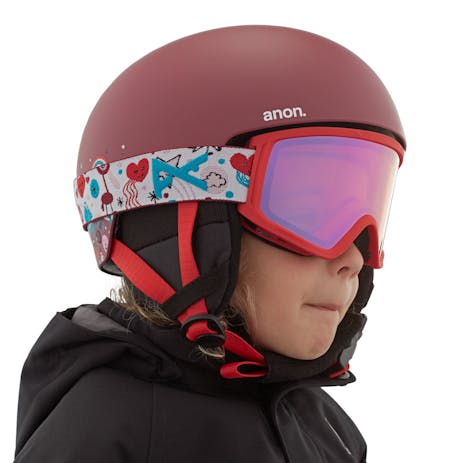 Anon Rime 3 Youth Snowboard Helmet 2021 - Doodle Red