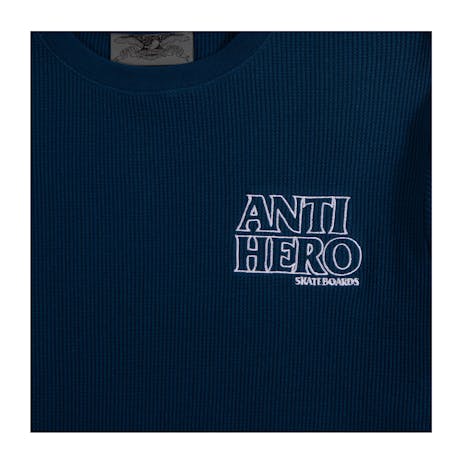 Antihero Lil Black Hero Waffle Knit Long Sleeve T-Shirt - Navy