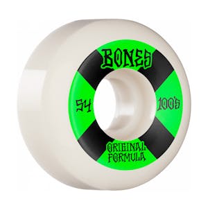 Bones 100’s V5 54mm Skateboard Wheels - White/Green