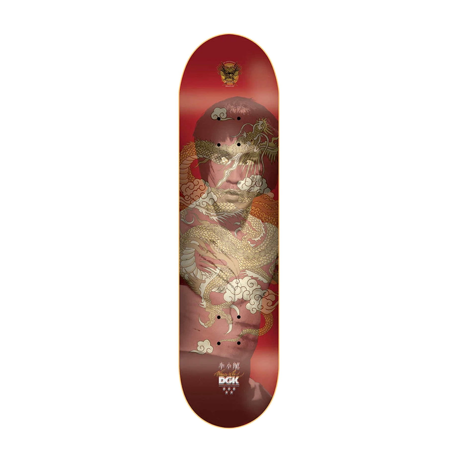 Bruce Lee Holographic Skateboard DGK Golden Dragon Red Lenticular Deck