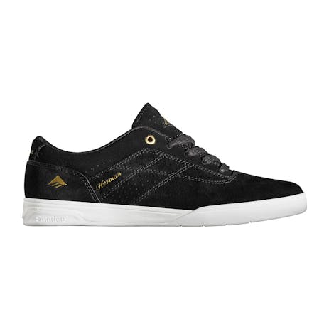 Emerica Herman G6 Skate Shoe — Black/White/Gold