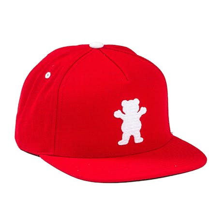 Grizzly OG Bear Chainstitch Snapback Hat — Red