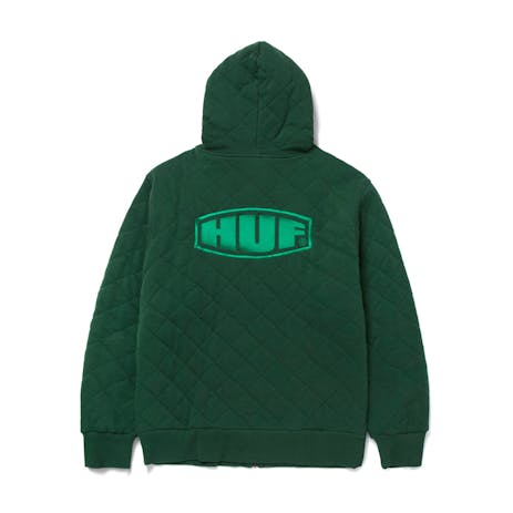 HUF Workman Quilted Full Zip Hoodie - Forest Green