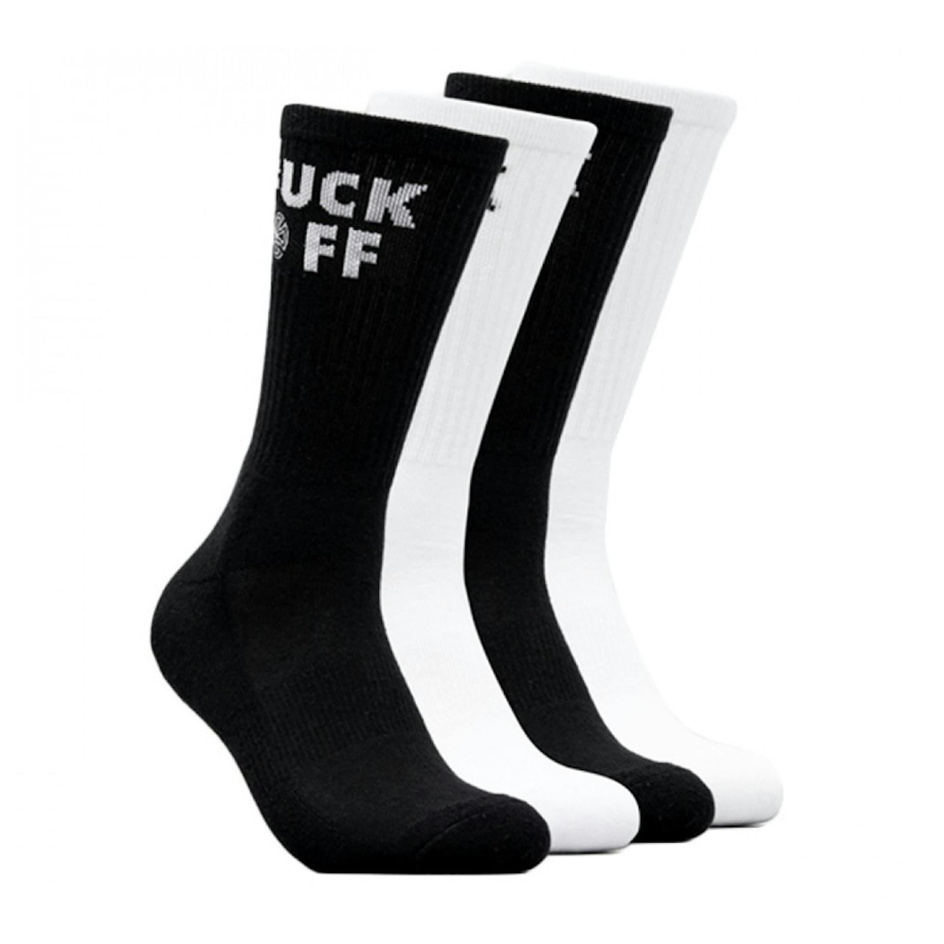 Independent Fuck Off Socks 4 Pack White Black Boardworld Store
