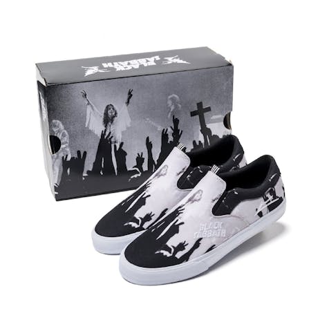 Lakai x Black Sabbath Owen VLK Skate Shoe - Black/White Canvas