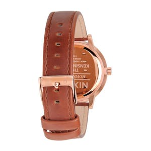Nixon Kensington Leather Watch - Rose Gold/White