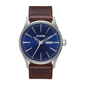 Nixon Sentry Leather Watch - Blue/Brown