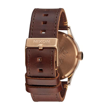 Nixon Sentry Leather Watch - Rose Gold/Gunmetal/Brown