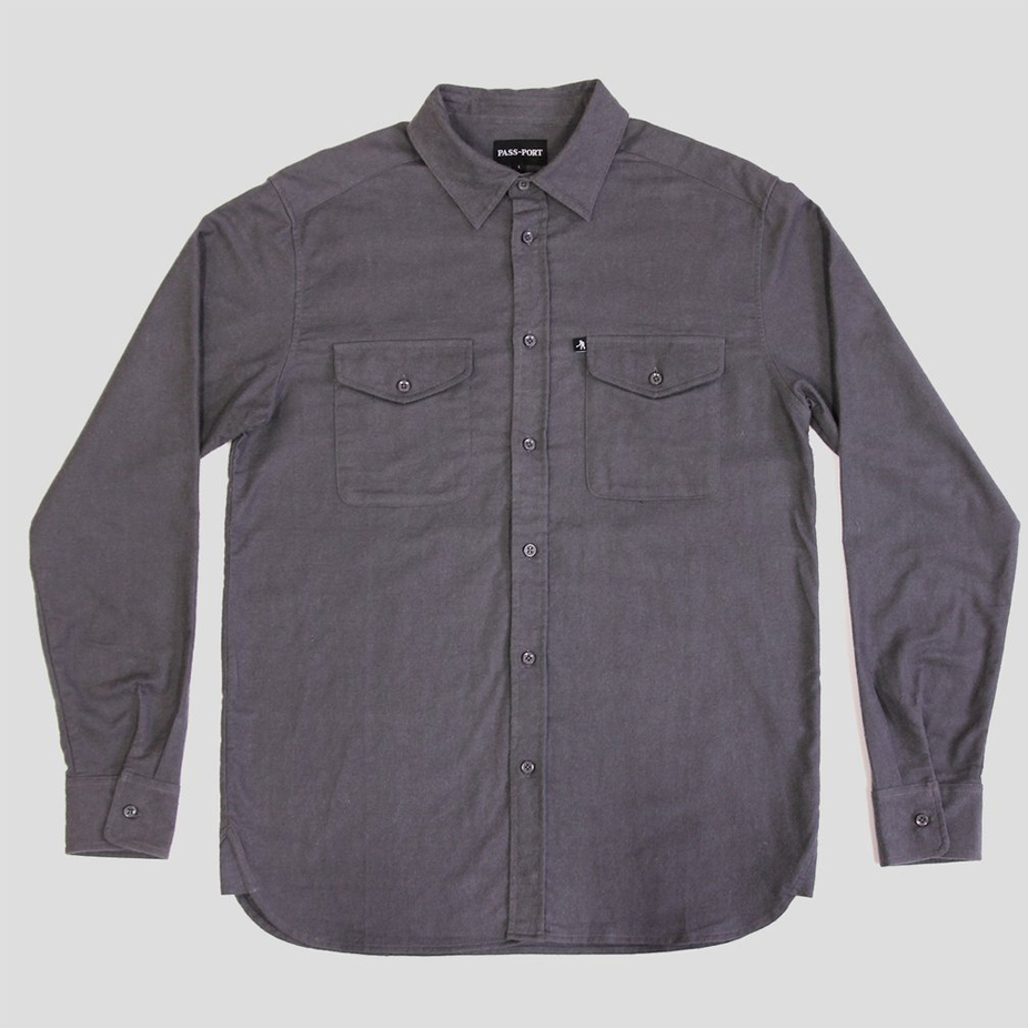 PASS~PORT Late Workers Flannelette Shirt - Grey | BOARDWORLD Store