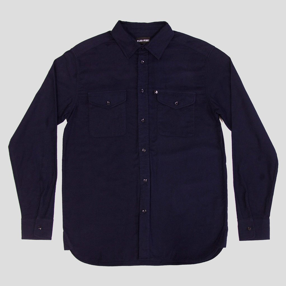 PASS~PORT Late Workers Flannelette Shirt - Navy | BOARDWORLD Store