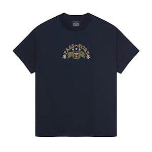 Pass~Port Arched Embroidery T-Shirt - Navy