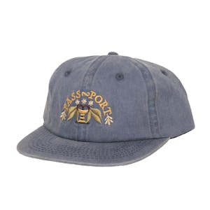 Pass~Port Arched Embroidery 6-Panel Strapback Hat - Blue