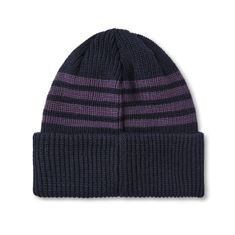 Polar Stripe Merino Beanie - Navy/Purple