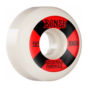 Bones 100’s V5 52mm Skateboard Wheels - White/Red