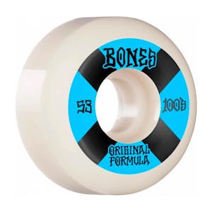 Bones 100’s V5 53mm Skateboard Wheels - White/Blue