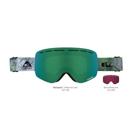 Sandbox Kingpin Snowboard Goggle - Backyard / Green Ion + Bonus Lens