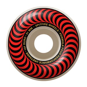 Spitfire Classic Swirl Formula Four 101D 51mm Skateboard Wheels - Red