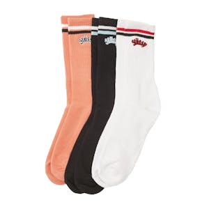 Stussy Stripe Socks 3-Pack - Peach/Black/White