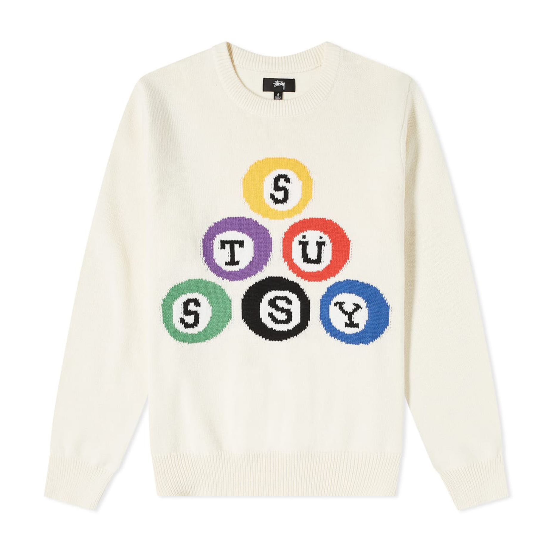 Stussy Billiard Knit Crewneck Sweater - Natural | BOARDWORLD Store