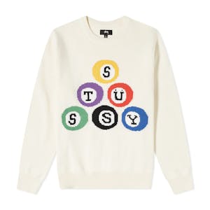 Stussy Billiard Knit Crewneck Sweater - Natural