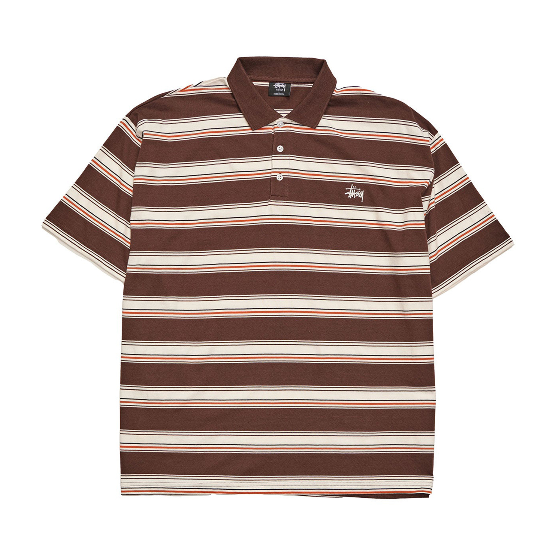 Stussy Graffiti Stripe Polo Shirt - Brown | BOARDWORLD Store