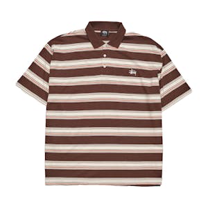 Stussy Graffiti Stripe Polo Shirt - Brown
