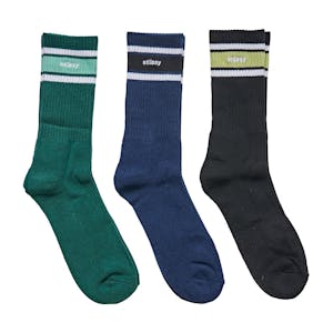 Stussy Italic Socks 3-Pack - Green/Blue/Black