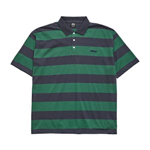 Stussy Italic Stripe Polo Shirt - Navy/Green