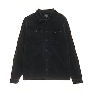 Stussy Pigment Dyed Cord Long Sleeve Overshirt - Pigment Black