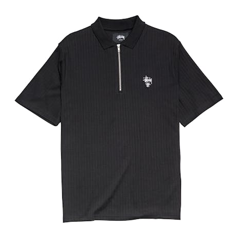 Stussy Crown Rib Polo Shirt - Black