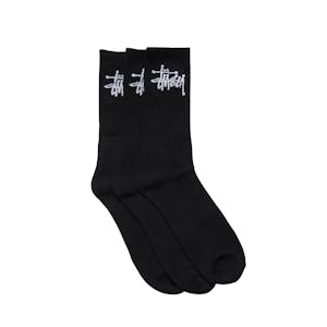Stussy Graffiti Crew Socks 3 Pack - Black