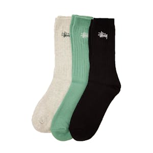 Stussy Rib Graffiti Socks 3-Pack - Black/Green/Bone