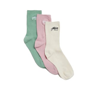 Stussy Rib Women’s Socks 3-Pack - Cream/Violet/Lime
