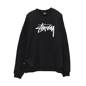 Stussy Solid Stock Embroidery Crewneck Sweater - Black