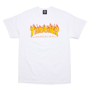Thrasher Flame Youth T-Shirt - White