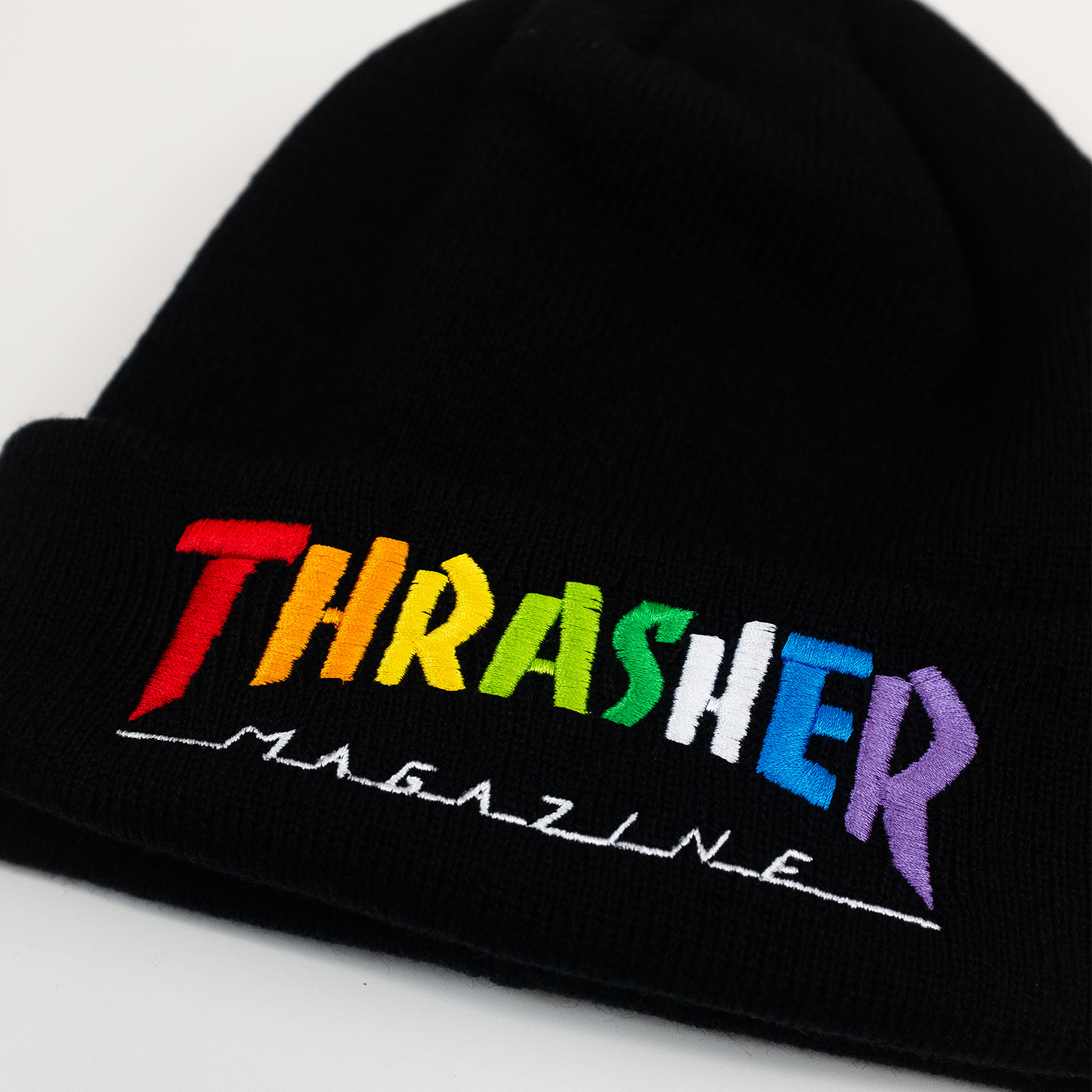 rainbow thrasher beanie