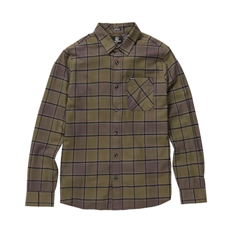Volcom Caden Plaid Long Sleeve Flannel Shirt - Military