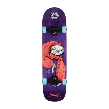 Welcome Sloth 8.0” Complete Skateboard - Coral / Purple
