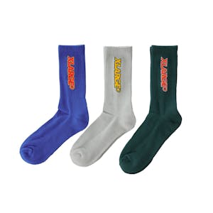 XLARGE Key Italic Sock 3-Pack - Royal Blue/Grey/Forest Green