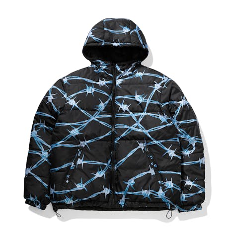 Crawling Death Barbed Wire Reversible Puffer Jacket - Black