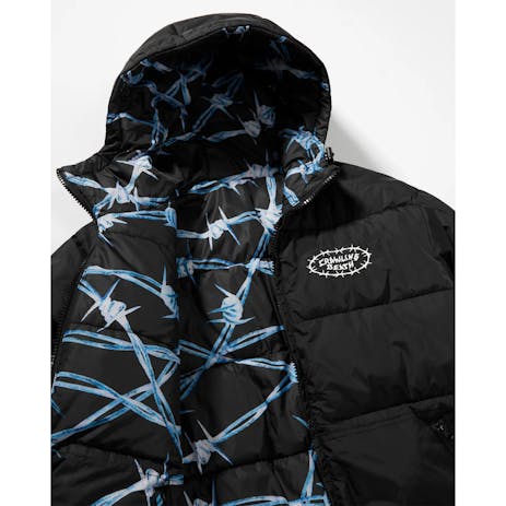 Crawling Death Barbed Wire Reversible Puffer Jacket - Black