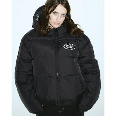 Crawling Death Barbed Wire Reversible Puffer Jacket - Black