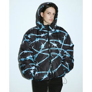 Crawling Death Barbed Wire Reversible Puffer Jacket - Black