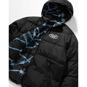 Crawling Death Barbed Wire Reversible Puffer Jacket - Black