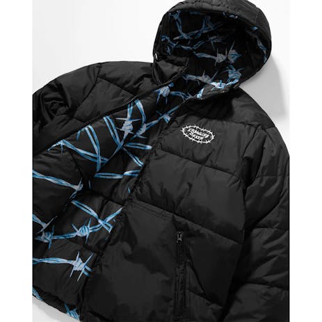 Crawling Death Barbed Wire Reversible Puffer Jacket - Black