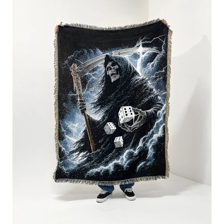 Crawling Death Dice Reaper Woven Blanket