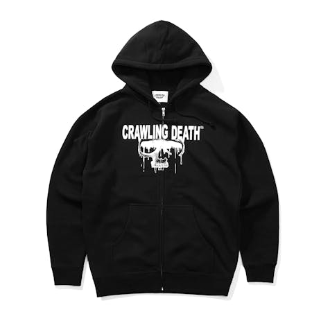 Crawling Death Drip Skull Zip Hoodie - Black