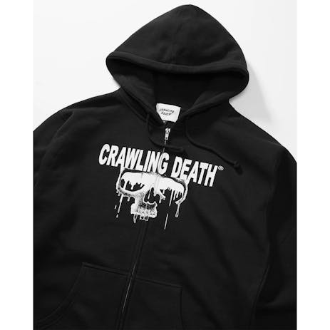 Crawling Death Drip Skull Zip Hoodie - Black